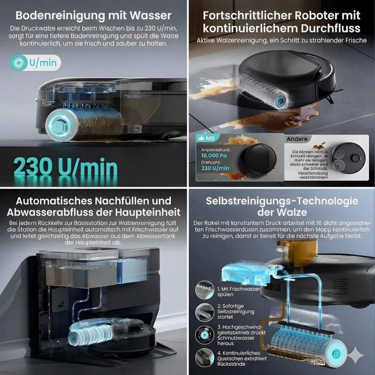 Lefant M5 Saug- & Wischroboter, 18.000 Pa Saugkraft, Laser Navigation, Selbstreinigungsstation 2