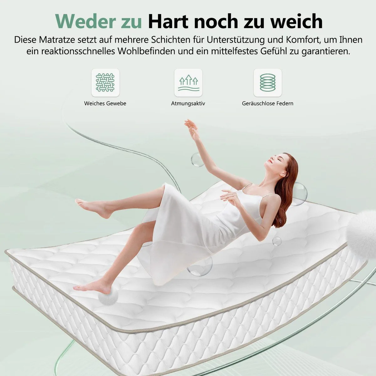 Lexzurn 7-Zonen Taschenfederkernmatratze, ergonomisch, atmungsaktiv, 22 cm hoch 4