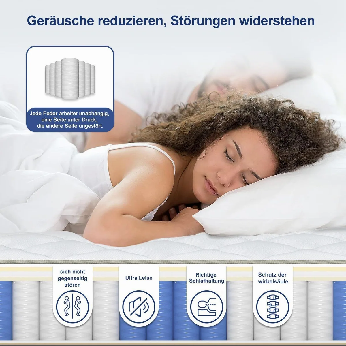 Lexzurn Taschenfederkernmatratze, 7 Zonen, atmungsaktiv, orthopädisch, 90x200 cm 3