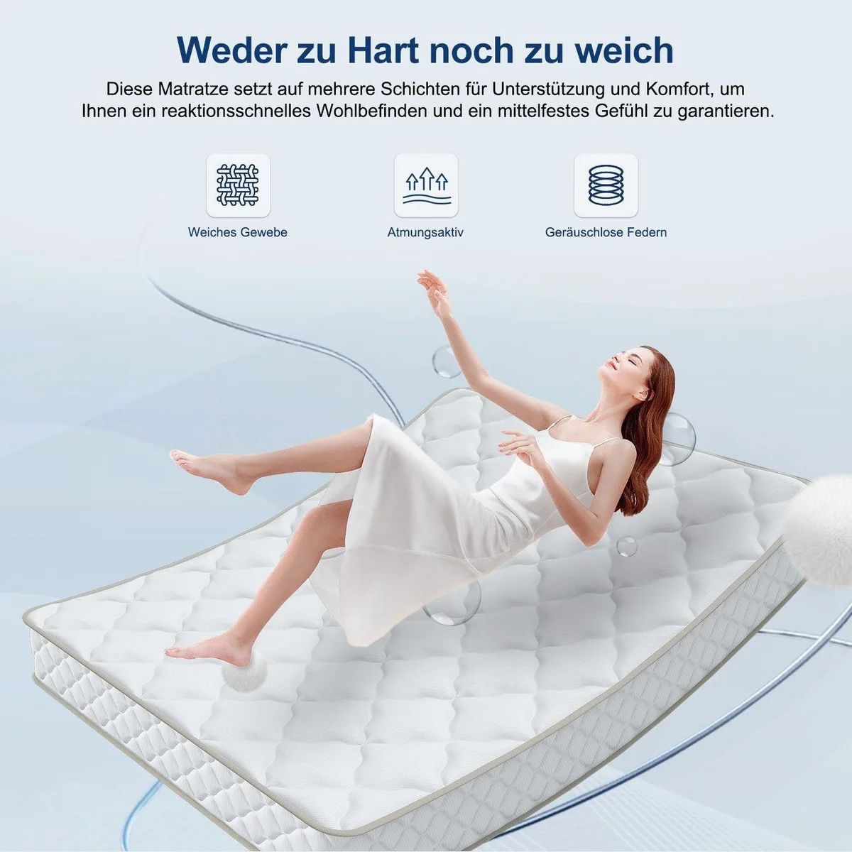 Lexzurn Taschenfederkernmatratze, 7 Zonen, atmungsaktiv, orthopädisch, 90x200 cm 4