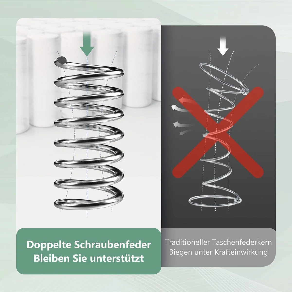 Lexzurn 7-Zonen Taschenfederkernmatratze, ergonomische Unterstützung, extra leise 3