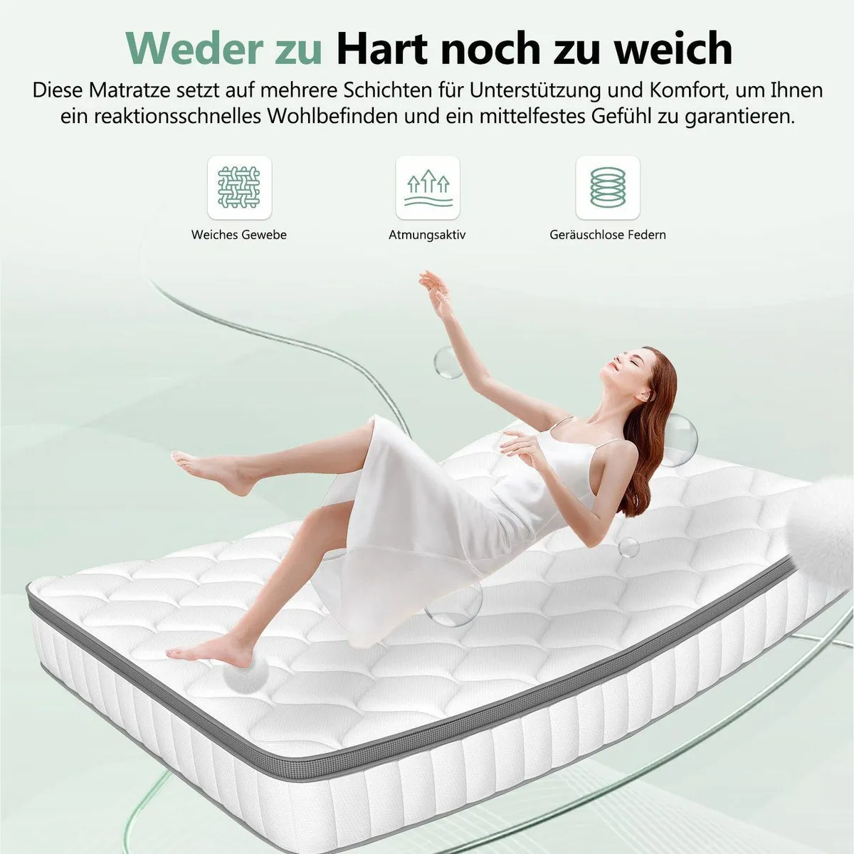 Lexzurn 7-Zonen Taschenfederkernmatratze, ergonomische Unterstützung, extra leise 4