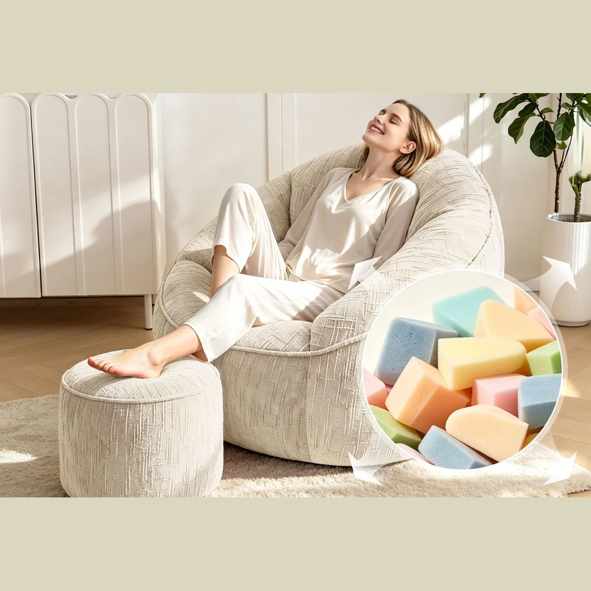 Lexzurn Sitzsack Lazy Sofa, ergonomisch, hochelastisch, für Erwachsene und Kinder