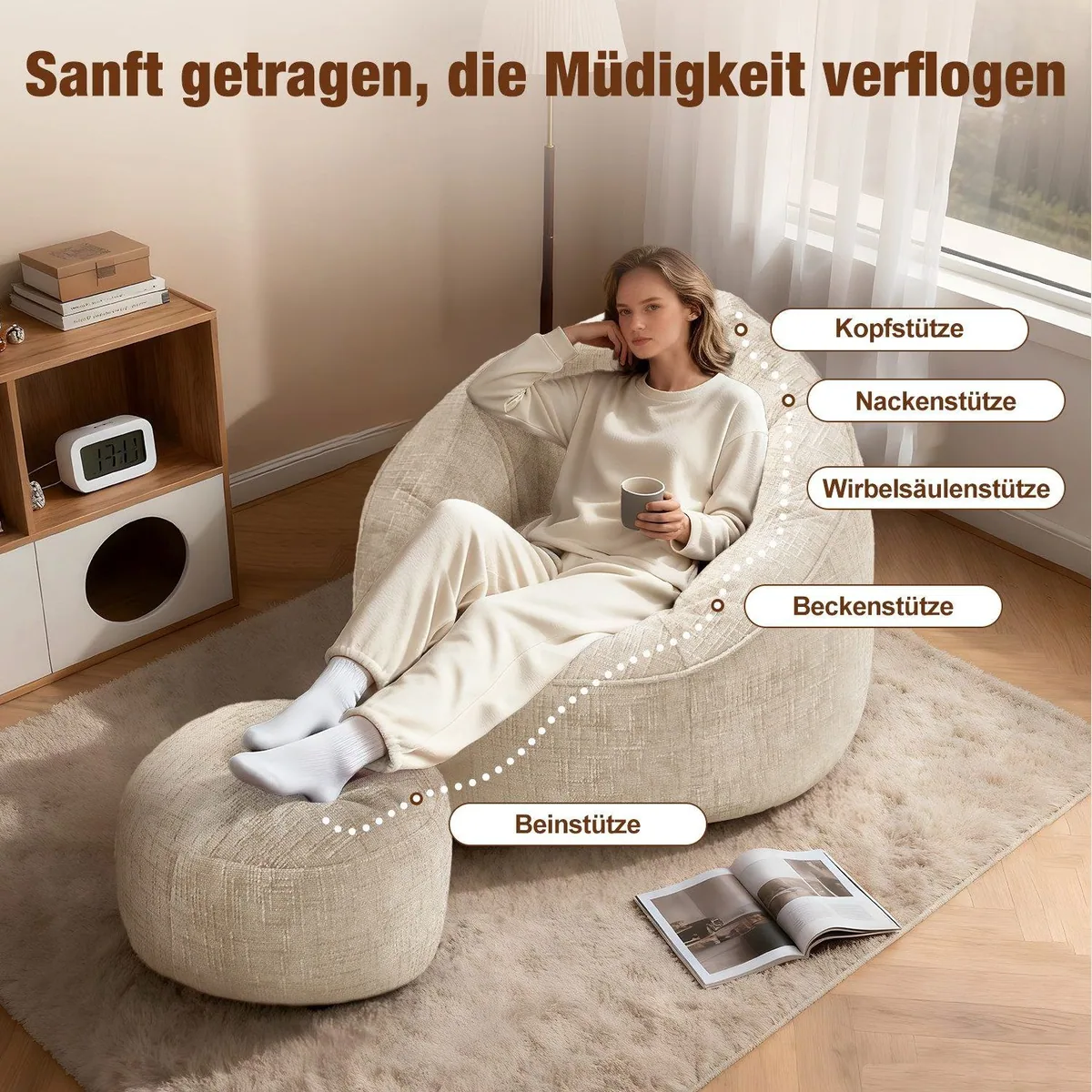 Lexzurn Sitzsack Lazy Sofa, ergonomisch, hochelastisch, für Erwachsene und Kinder 2