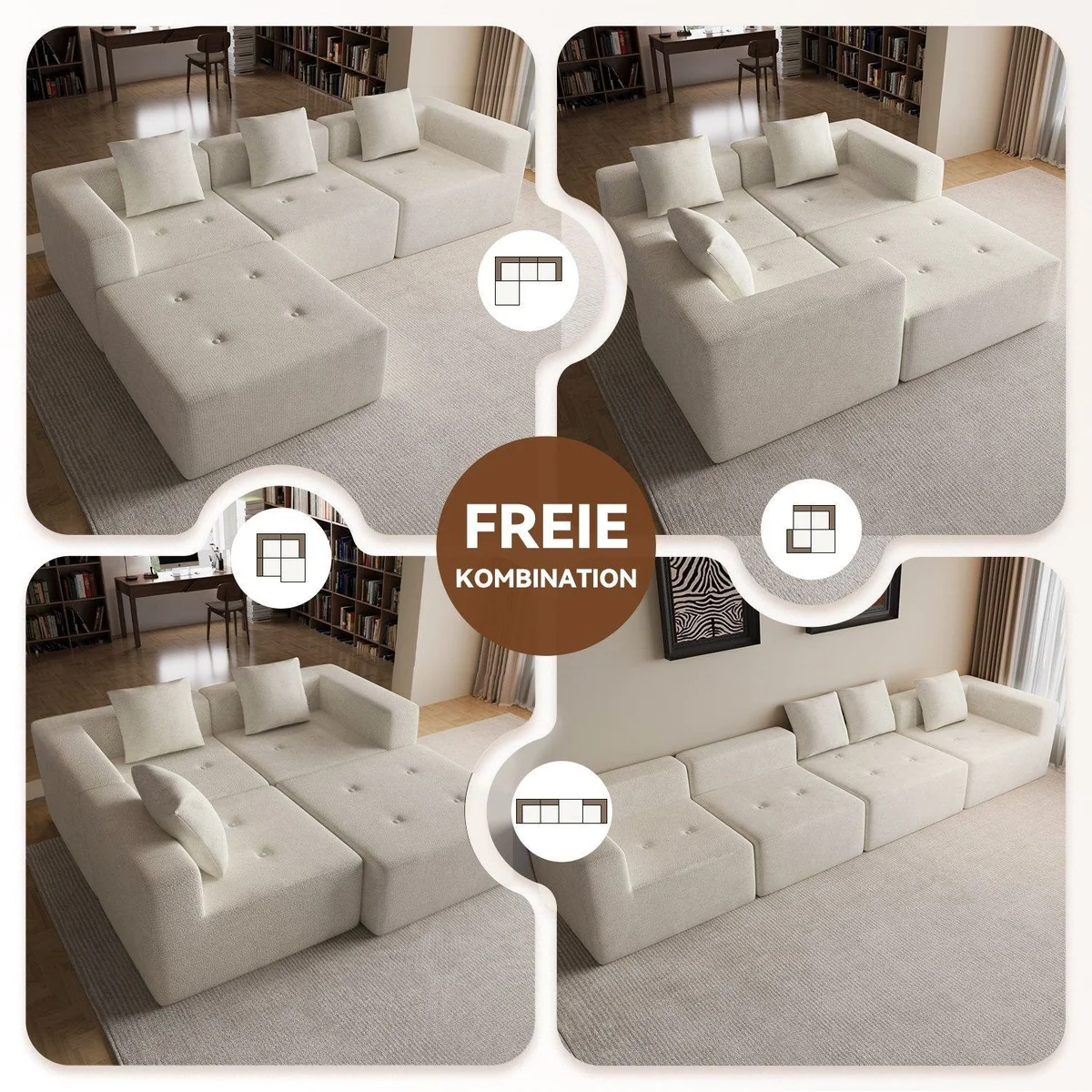 Lexzurn Ecksofa, Federkern, hochflexibler Schaumstoff, Chenille-Struktur 5