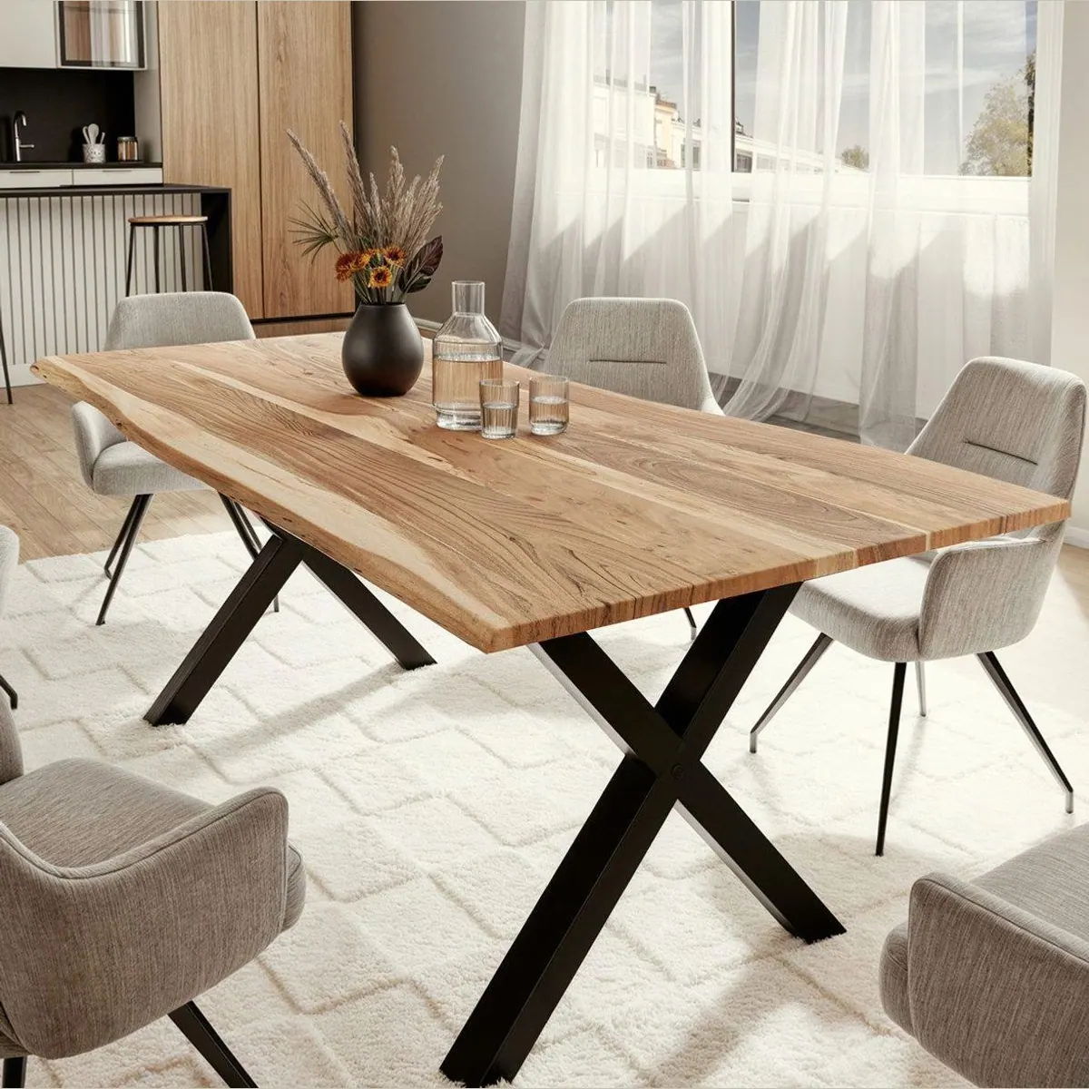 Liadomo Baumkantentisch Sammy, einzigartiges Design, wählbare Größen, robustes Metallgestell 4