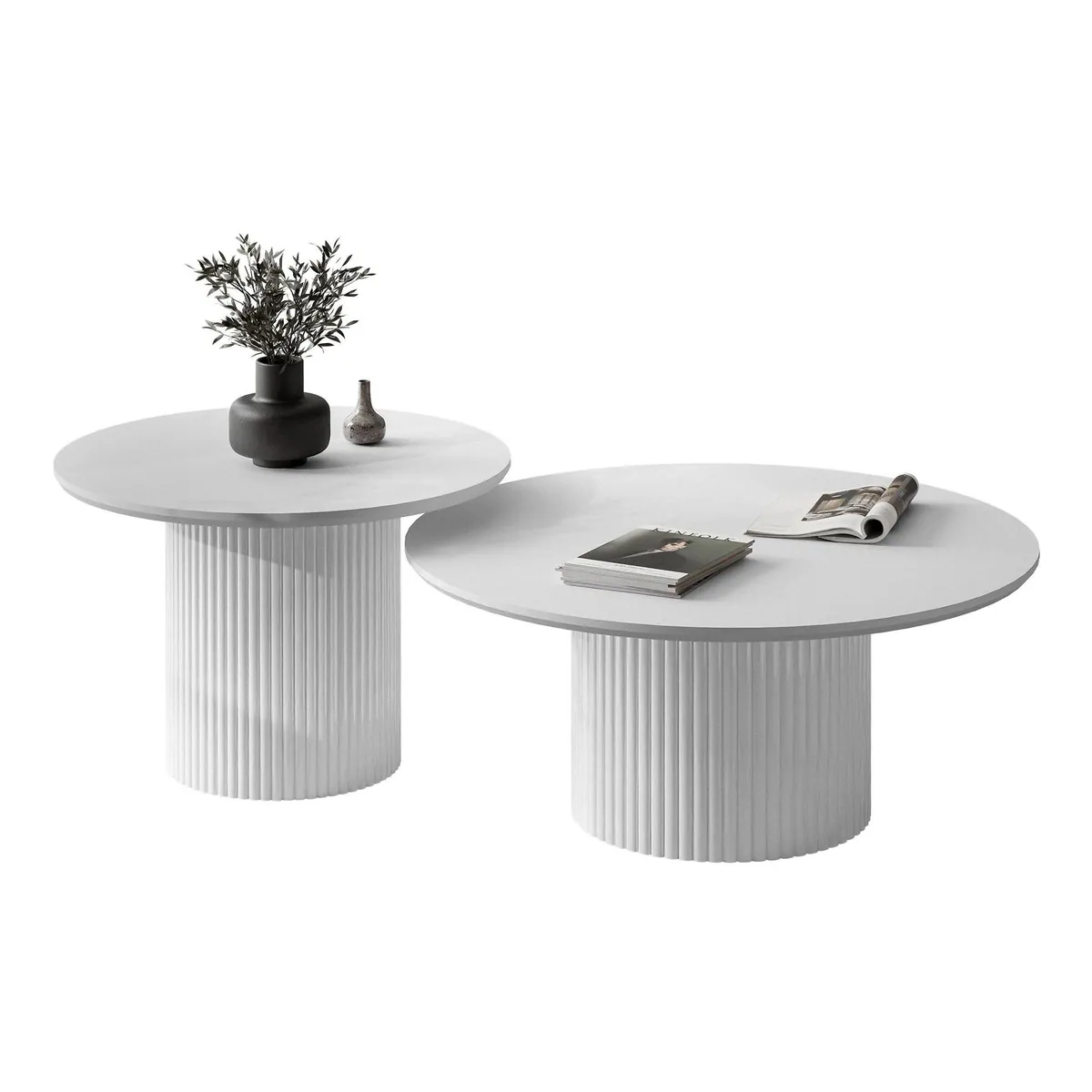 Lookway OVI Couchtischset, 2er Set mit geriffelter Basis — elegantes Design, vielseitig nutzbar, hochwertige Verarbeitung