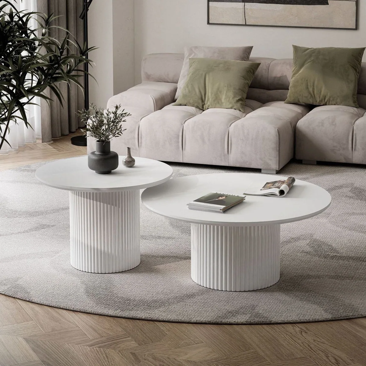Lookway OVI Couchtischset, 2er Set mit geriffelter Basis — elegantes Design, vielseitig nutzbar, hochwertige Verarbeitung 2