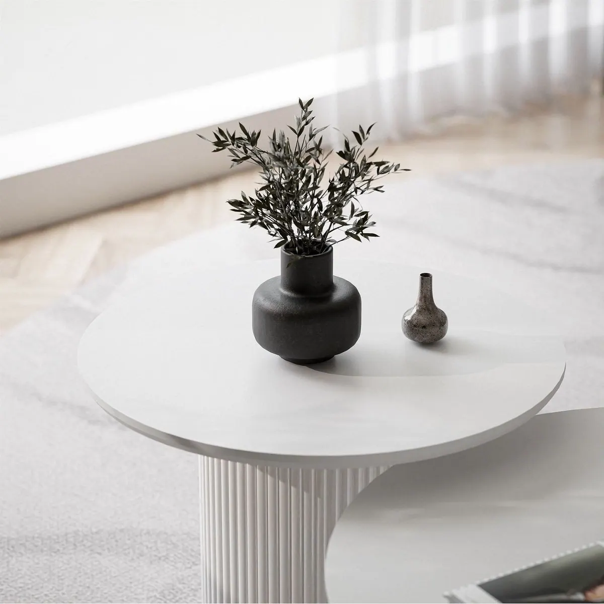 Lookway OVI Couchtischset, 2er Set mit geriffelter Basis — elegantes Design, vielseitig nutzbar, hochwertige Verarbeitung 3
