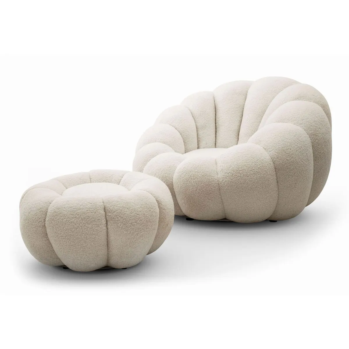 Lookway FLUFFY Drehsessel mit Fußhocker, ergonomisch, modern, bequem