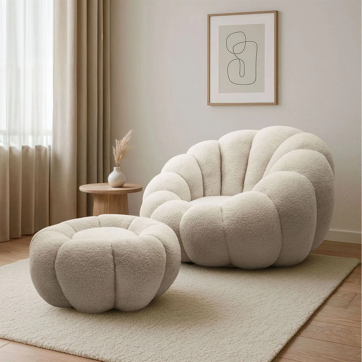 Lookway FLUFFY Drehsessel mit Fußhocker, ergonomisch, modern, bequem 2