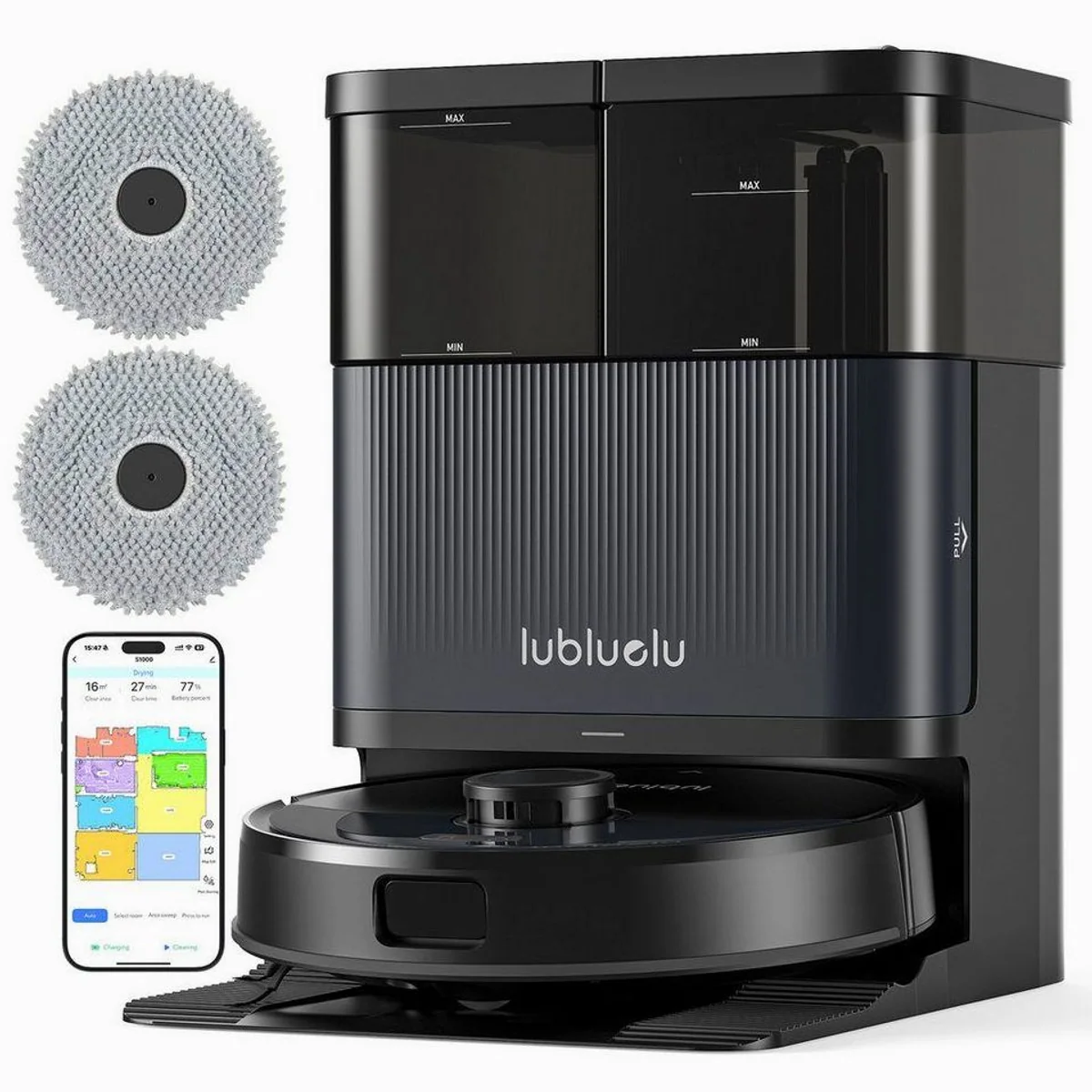 lubluelu S1000 Saugroboter mit Wischfunktion, 10.000Pa Saugleistung, LiDAR-Navigation, Multifunktions-Dockingstation