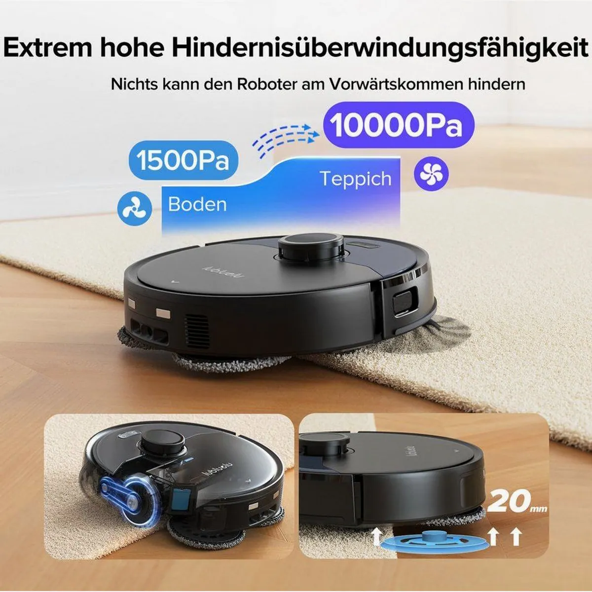 lubluelu S1000 Saugroboter mit Wischfunktion, 10.000Pa Saugleistung, LiDAR-Navigation, Multifunktions-Dockingstation 5
