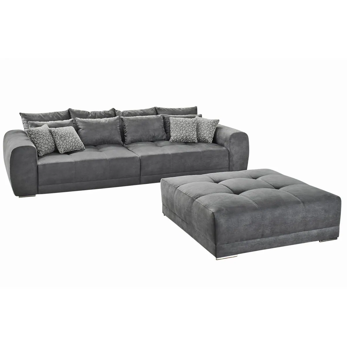 luma-home Big Sofa, XXL-Couch mit Federkern, viele Kissen, Mikrofaser grau 5