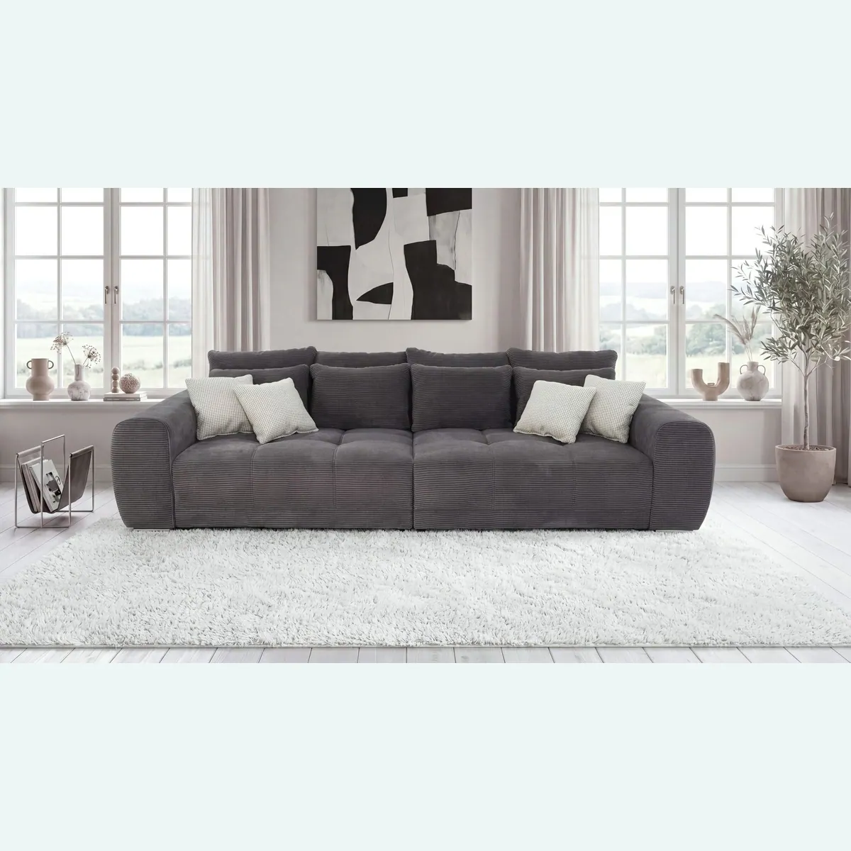 luma-home Big-Sofa, XXL-Couch mit Federkernpolsterung, modernes Design, viele Kissen 2