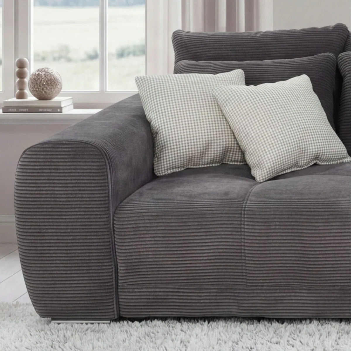 luma-home Big-Sofa, XXL-Couch mit Federkernpolsterung, modernes Design, viele Kissen 4