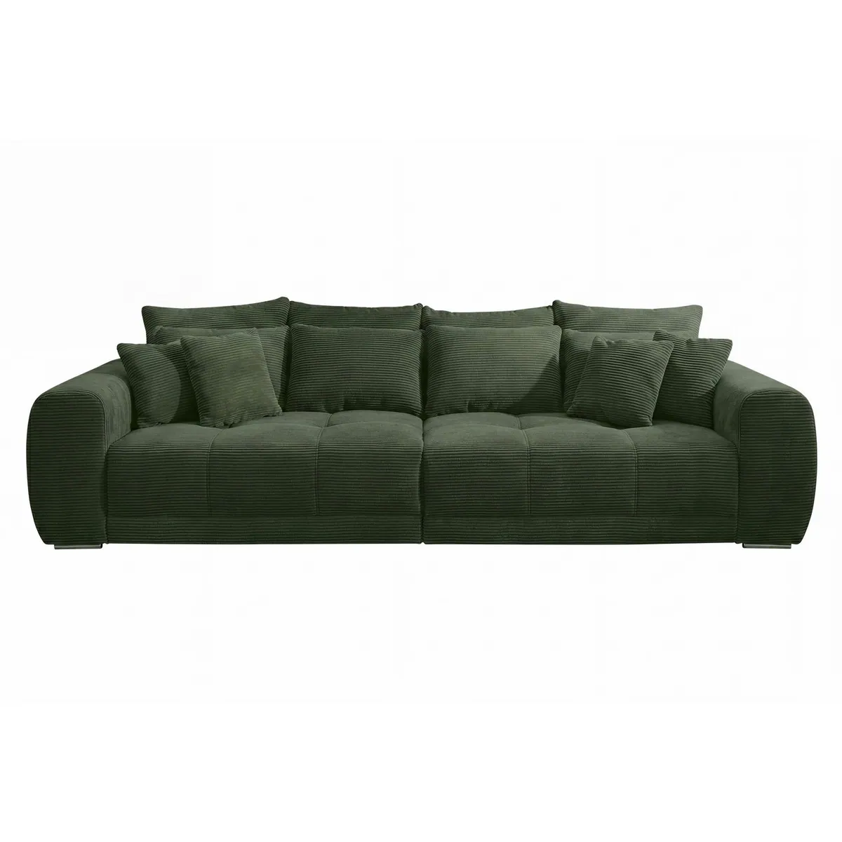 luma-home Big Sofa, XXL-Couch mit Federkernpolsterung, viele Kissen, Cordstoff Grün