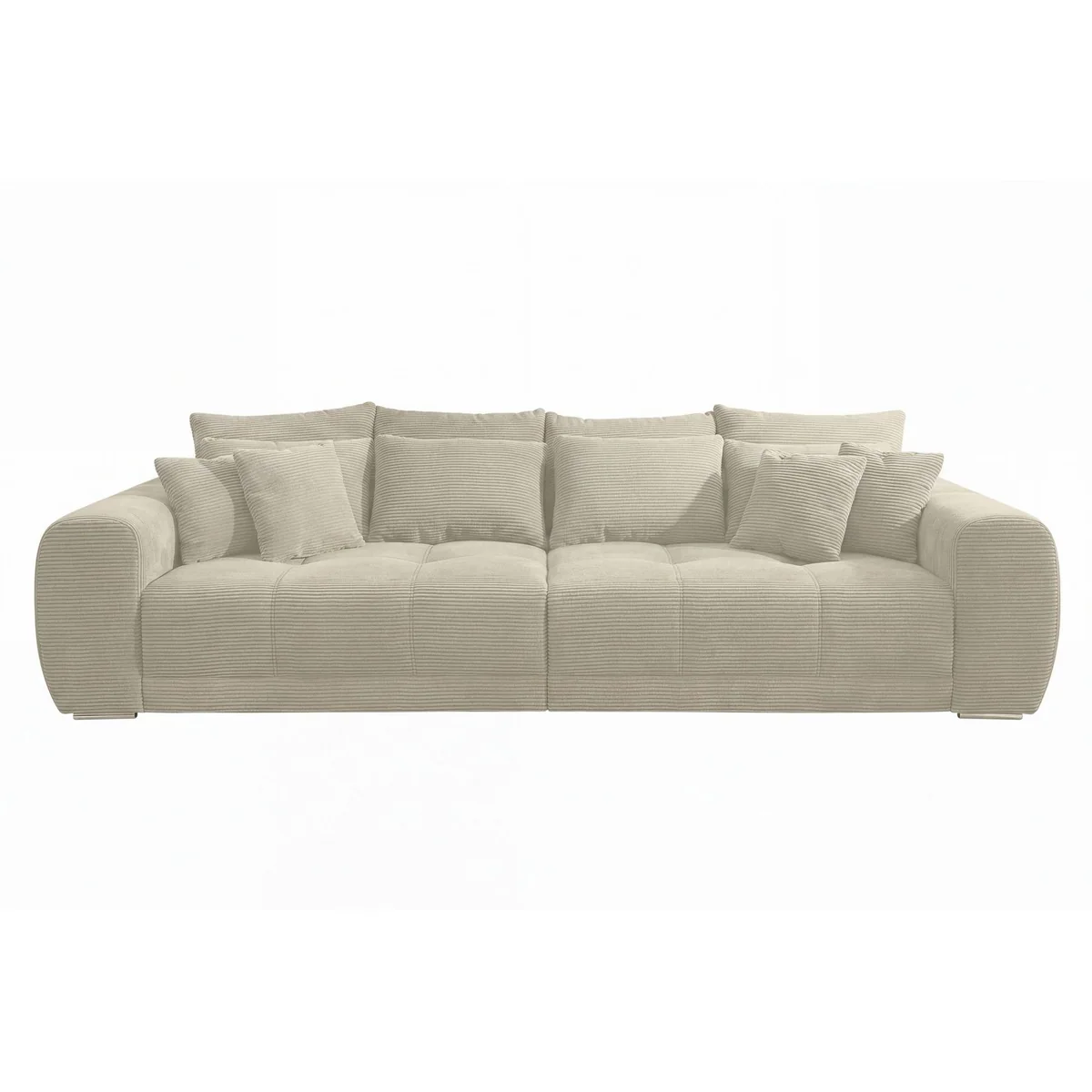 luma-home Big-Sofa, XXL-Couch mit Federkernpolsterung, eleganter Cordstoff in Beige Grau