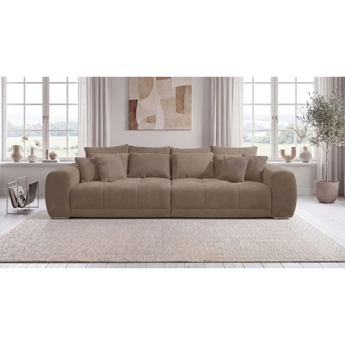 luma-home Big Sofa, großzügige Liegefläche, hochwertige Federkernpolsterung, eleganter Cordstoff 2