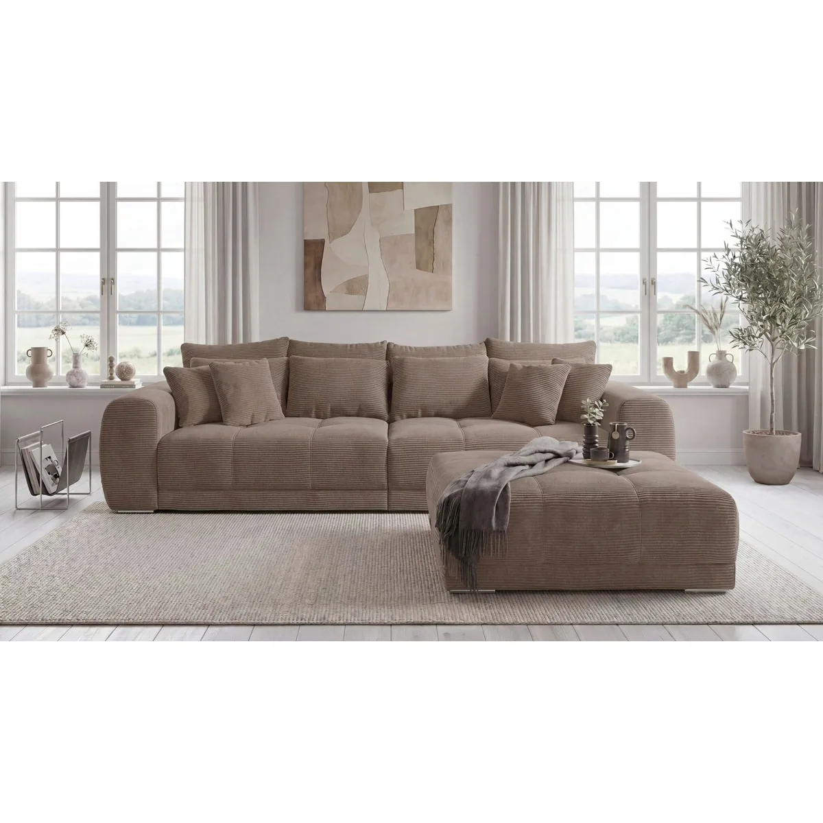 luma-home Big Sofa, großzügige Liegefläche, hochwertige Federkernpolsterung, eleganter Cordstoff 3
