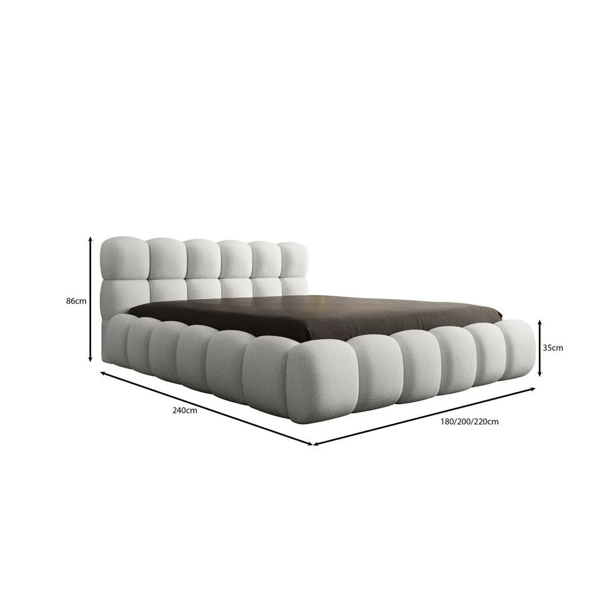 Luxusbetten24 Polsterbett Boston, edler Bouclé-Stoff, Stauraum integriert 5