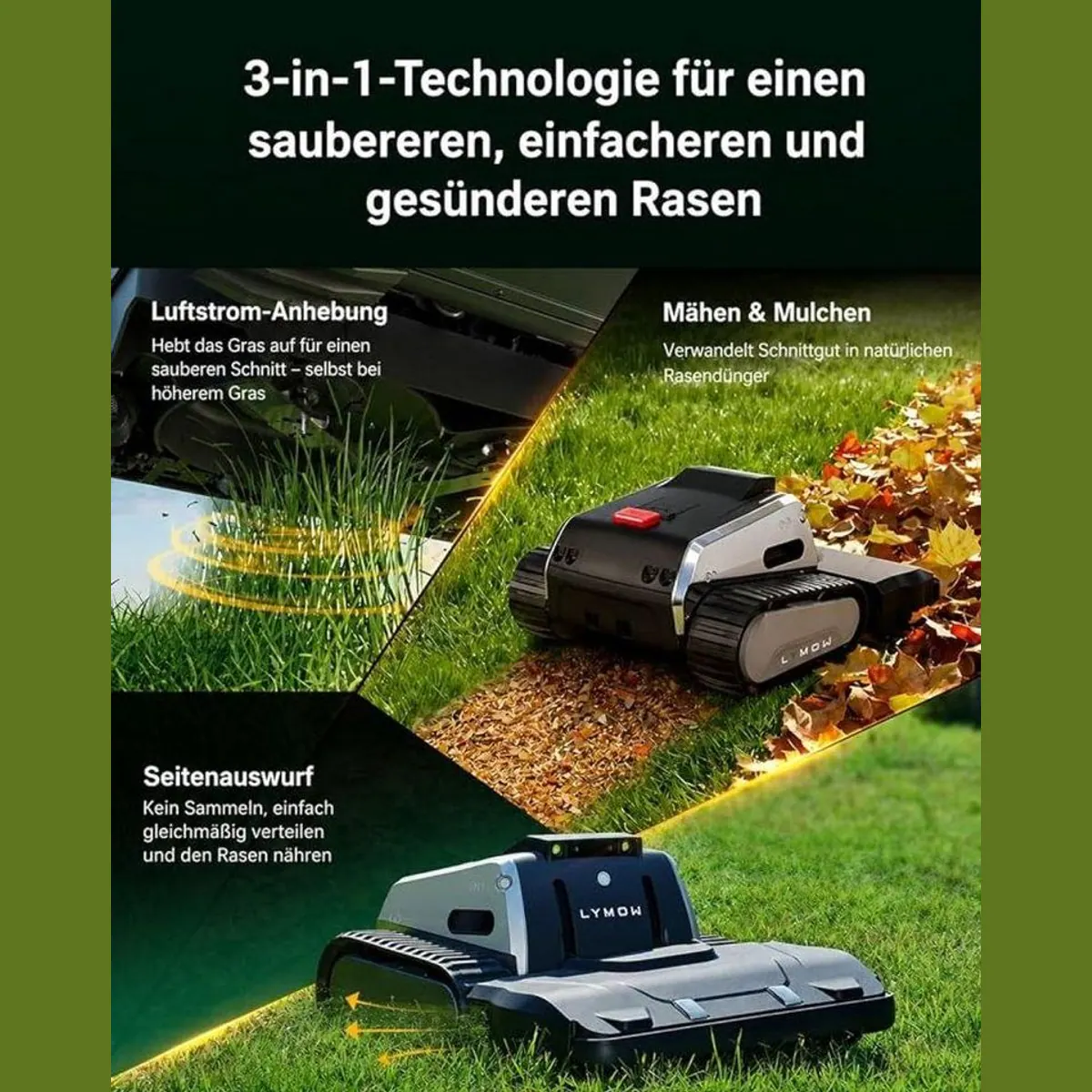 Lymow One Plus Mähroboter, RTK-Satellitennavigation, 4452 m² Fläche 3