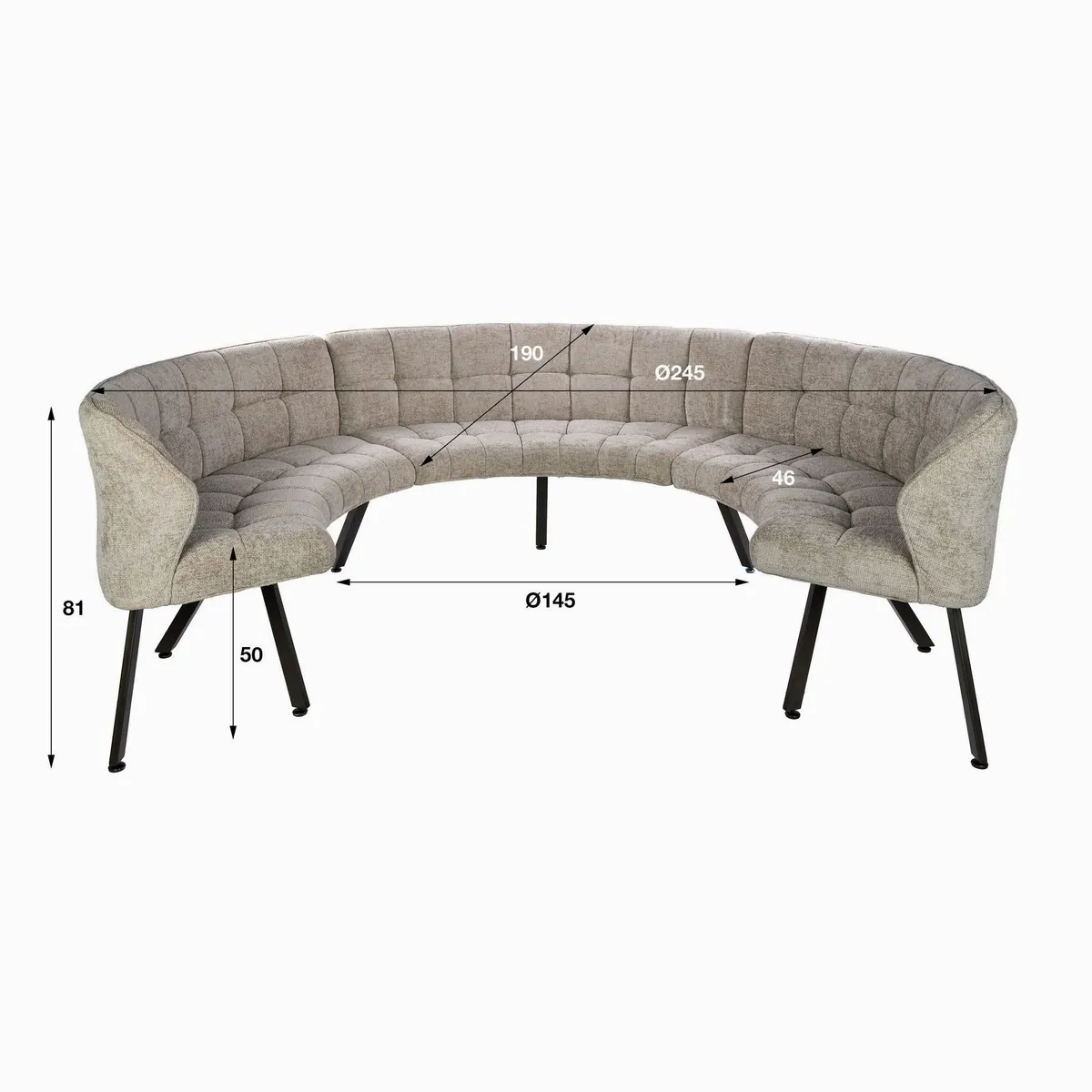 Maison ESTO runde Esszimmerbank, eleganter Chenille-Stoff, komfortable Polsterung 3