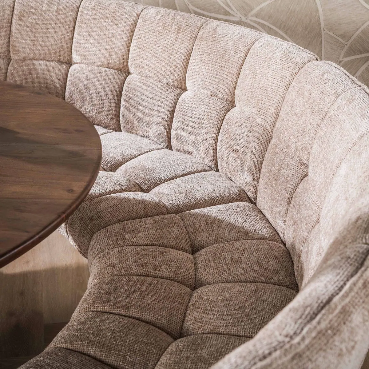 Maison ESTO runde Esszimmerbank, eleganter Chenille-Stoff, komfortable Polsterung 4