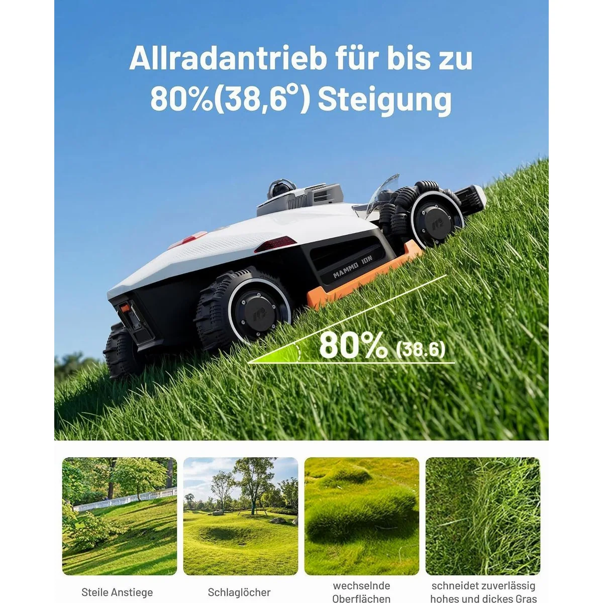 Mammotion LUBA 3 AWD Mähroboter, 360° LiDAR, Dual-Kamera-KI-Vision, Allradantrieb 2