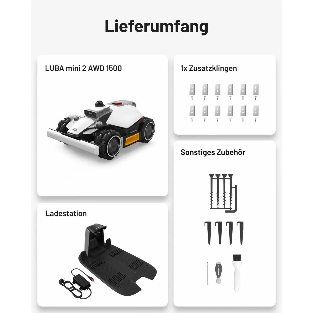 Mammotion LUBA Mini 2 AWD Mähroboter, kabellos, 360° LiDAR, für Rasenflächen bis 1500 m² 3