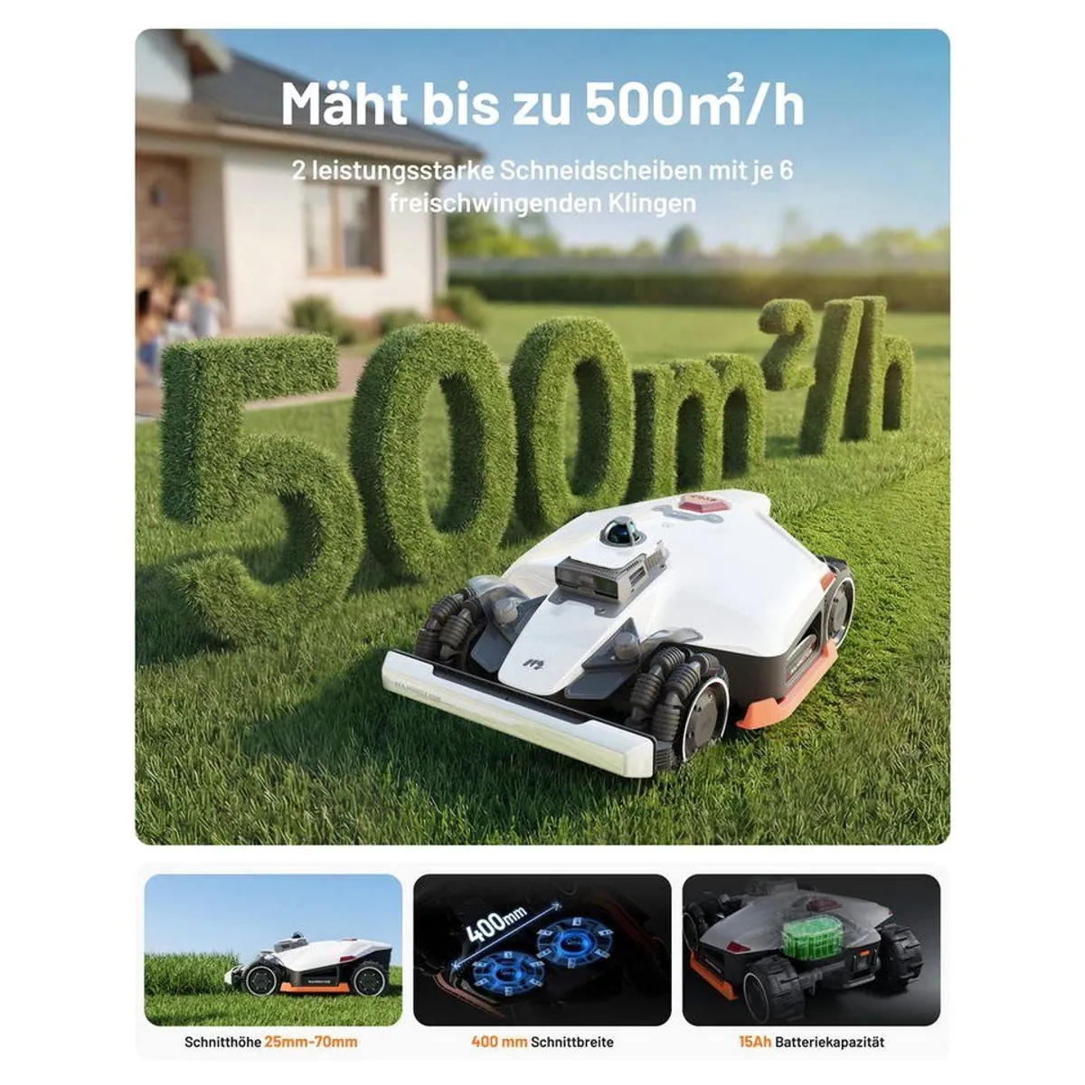 Mammotion LUBA 3 AWD Mähroboter, 5000 m², 360° LiDAR, Allradantrieb, KI Vision 5