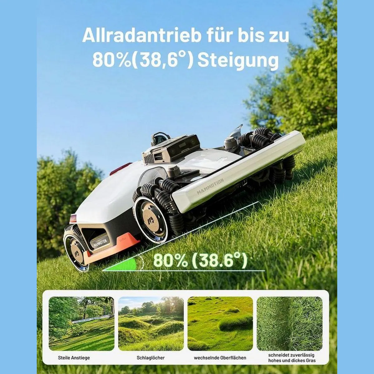 Mammotion LUBA 3 AWD Mähroboter, 360° LiDAR, Allradantrieb, bis 1500 m² 2