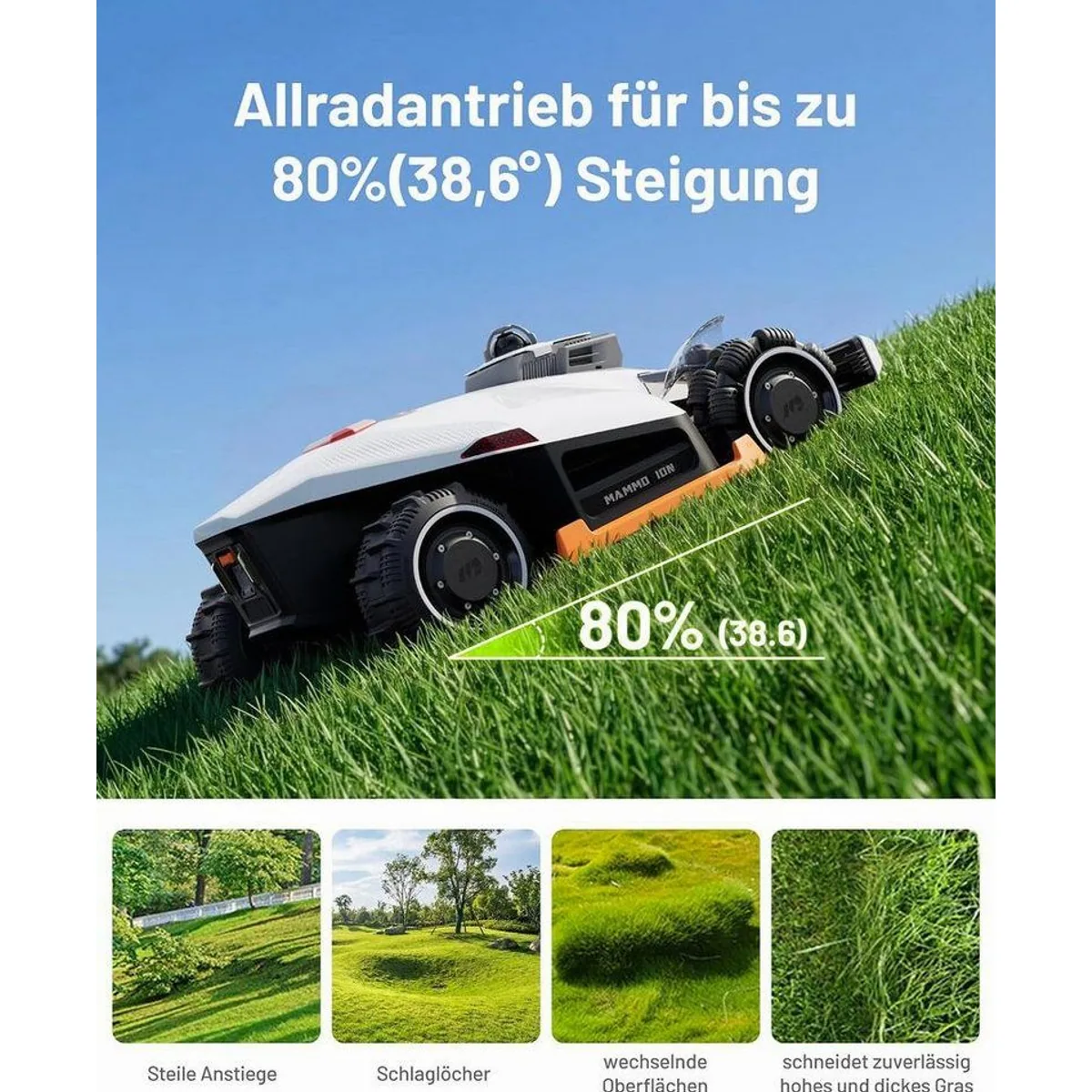 Mammotion LUBA 3 AWD Mähroboter, 360° LiDAR, Allradantrieb, Smart Home kompatibel 2