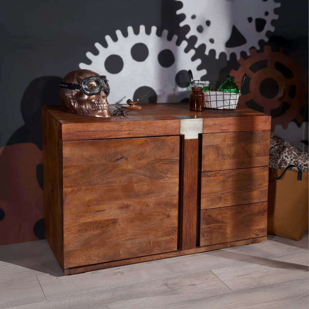 Massivmoebel24 Sideboard AMSTERDAM, modernes Design, massives Mango-Holz, viel Stauraum 2
