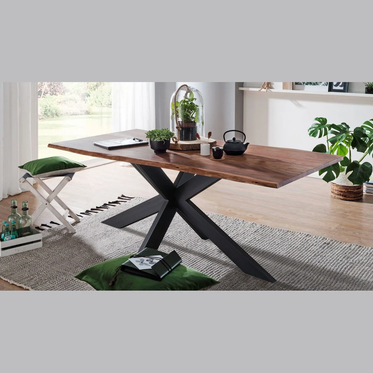 Massivart Baumkantentisch TIMY, Akazie massiv, 26 mm Tischplatte, stabiler Stand 2