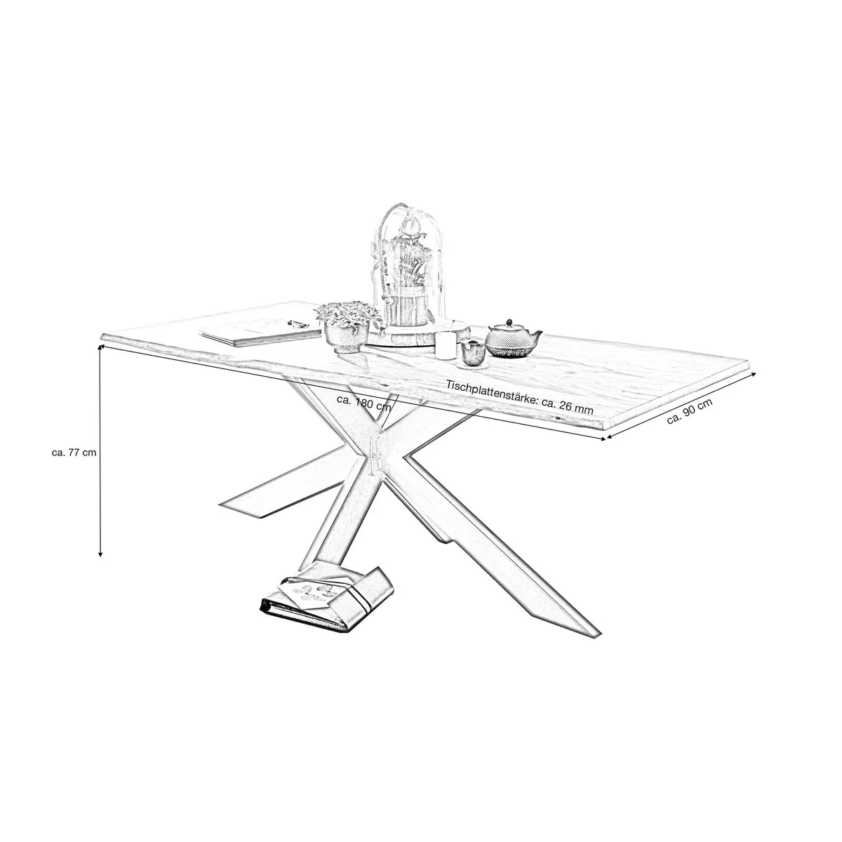 Massivart Baumkantentisch TIMY, Akazie massiv, 26 mm Tischplatte, stabiler Stand 3