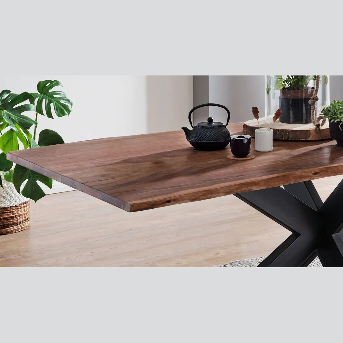 Massivart Baumkantentisch TIMY, Akazie massiv, 26 mm Tischplatte, stabiler Stand 4
