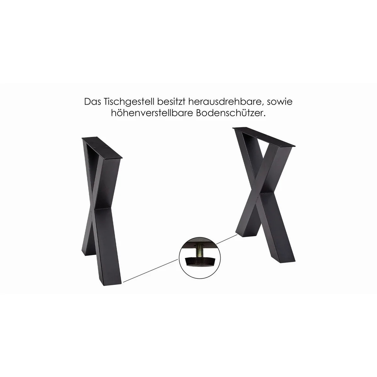 Massivart Baumkantentisch TOMASO, Massivholz Mango, 55 mm Tischplatte, X-Gestell aus Metall 3