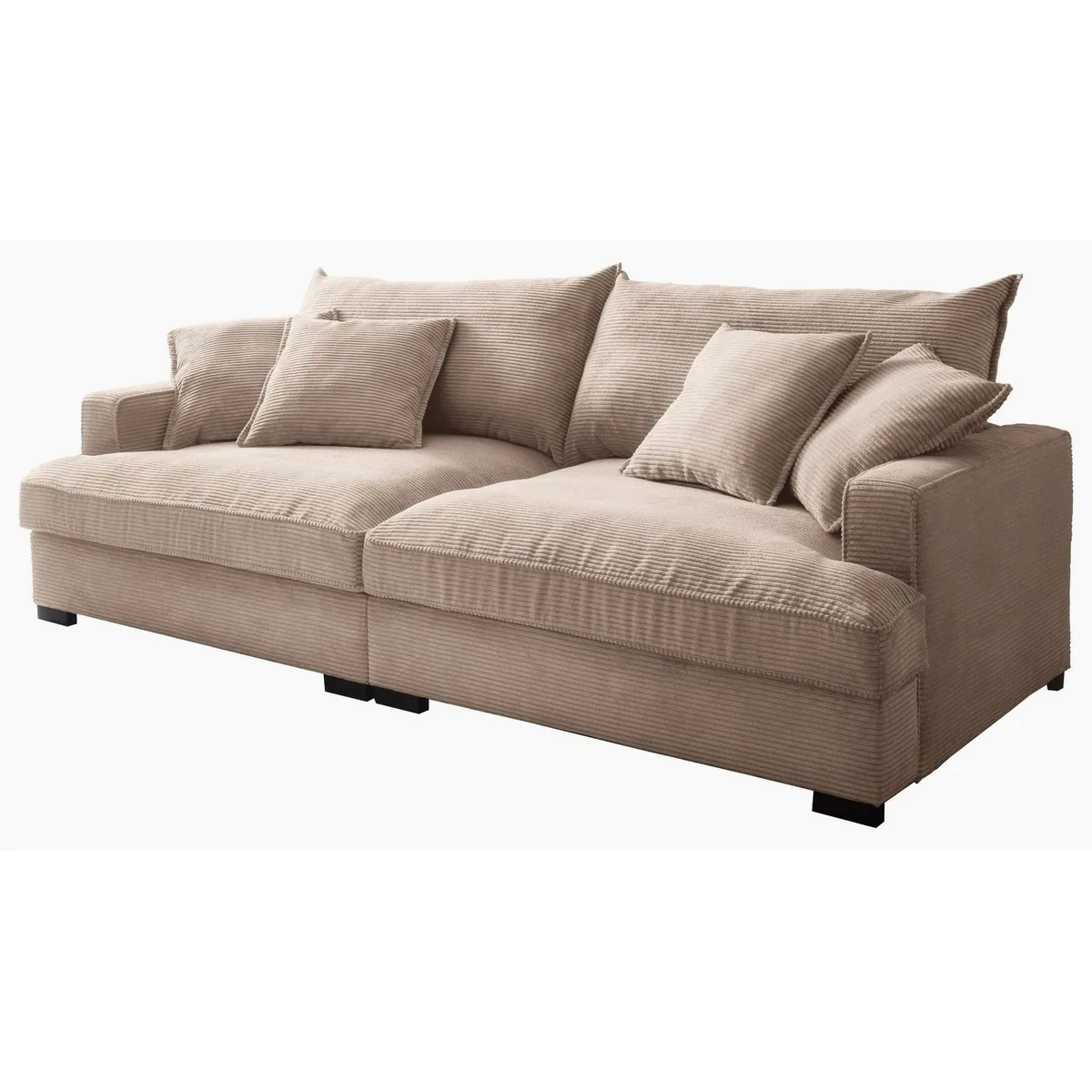 Massivart Big-Sofa TRIBECCA Cord beige, komfortable Nosagunterfederung, inklusive Kissen 2