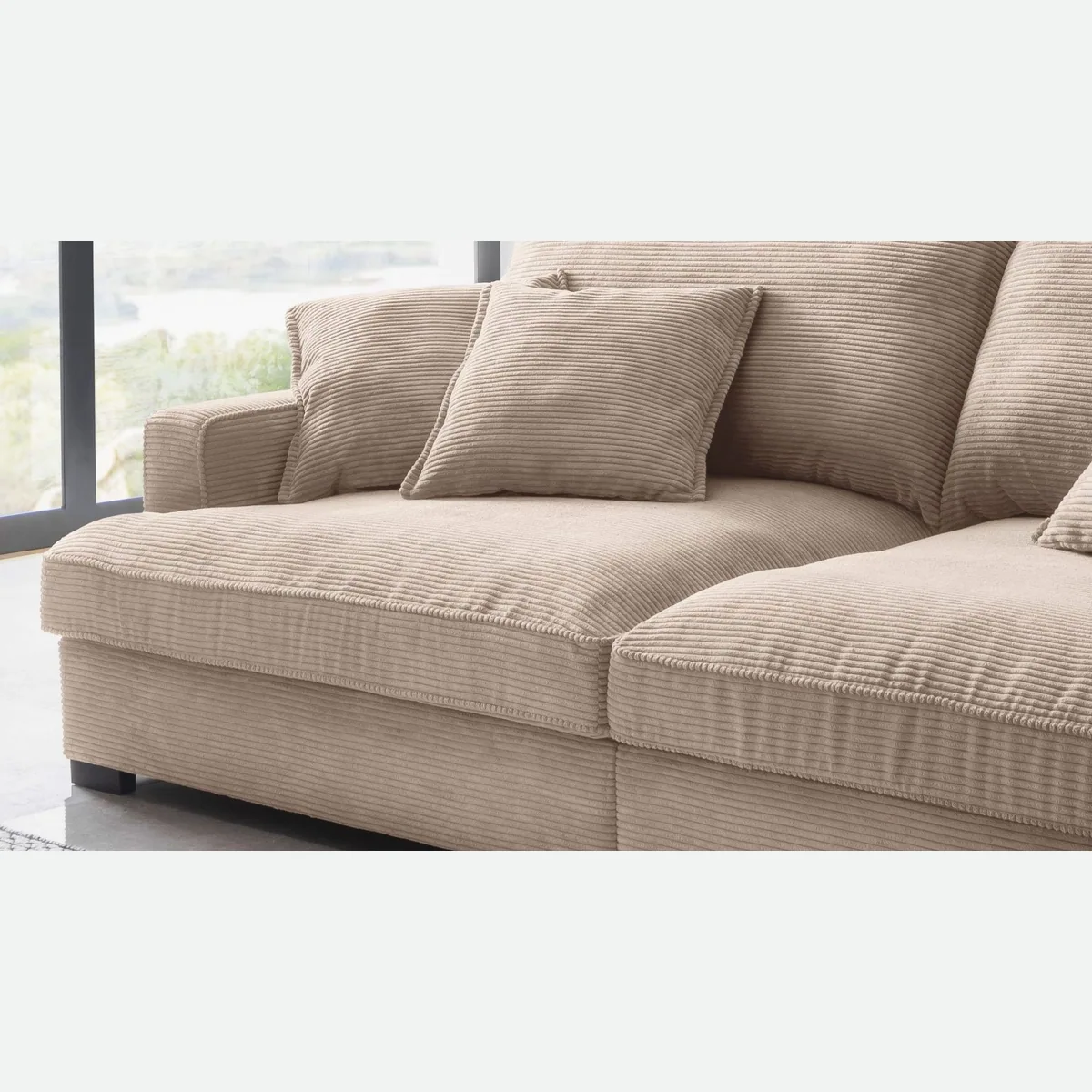 Massivart Big-Sofa TRIBECCA Cord beige, komfortable Nosagunterfederung, inklusive Kissen 3