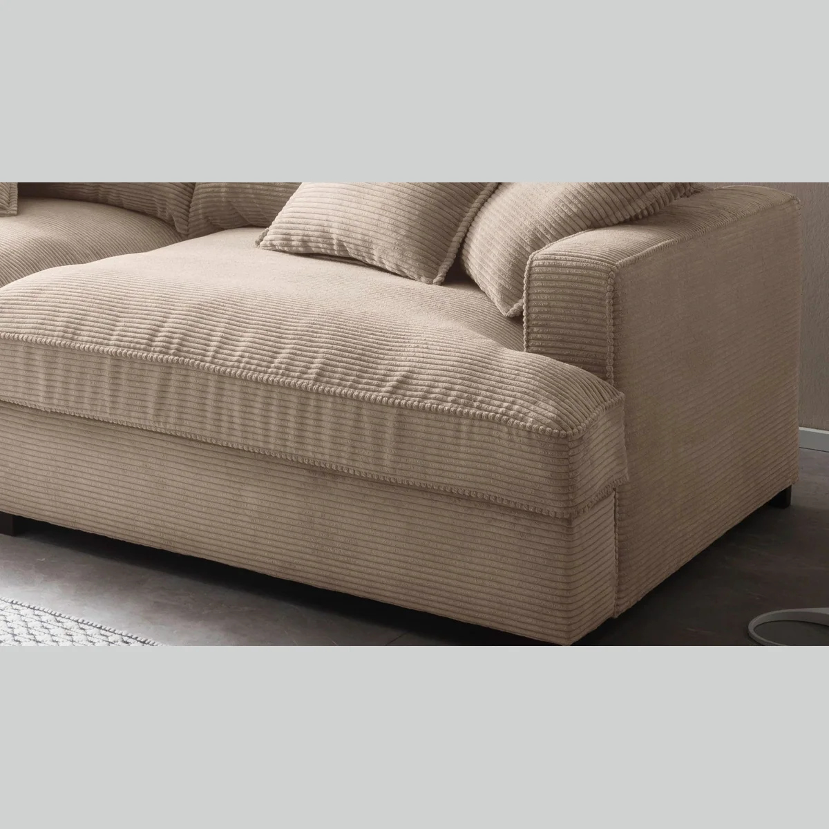 Massivart Big-Sofa TRIBECCA Cord beige, komfortable Nosagunterfederung, inklusive Kissen 4