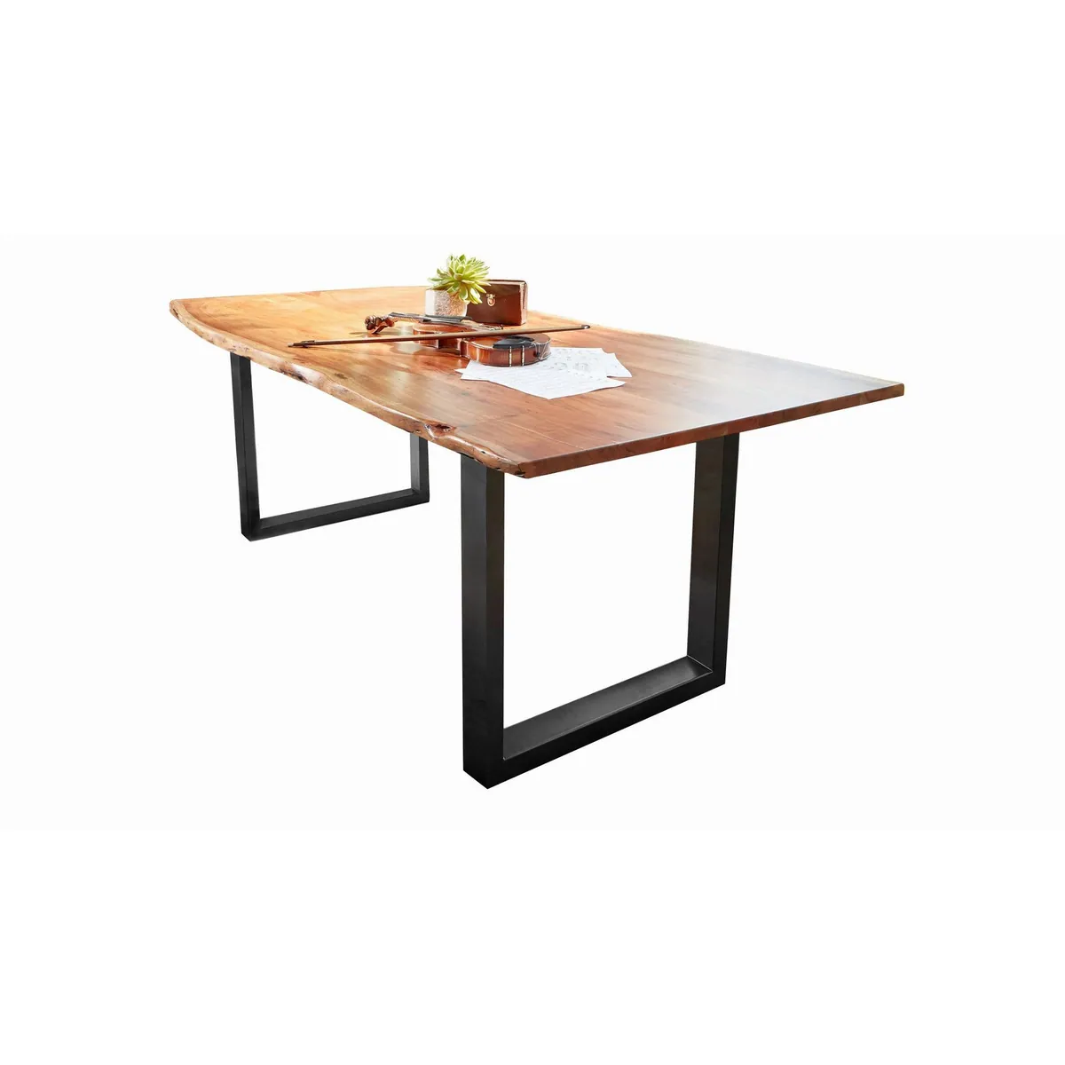 Massivart Baumkantentisch AGRA, Akazienholz, 30 mm Tischplatte, Kufengestell aus Metall 2