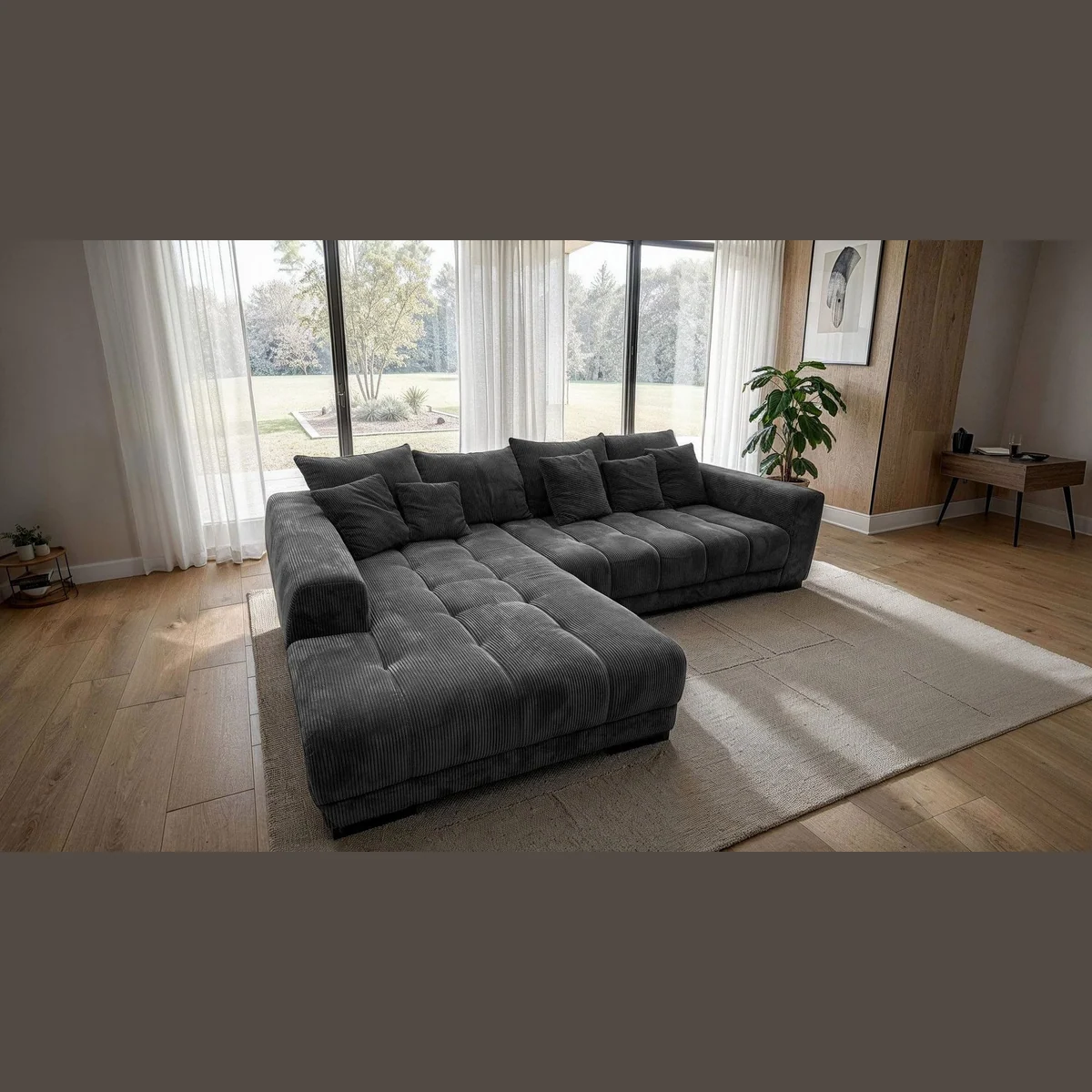 Massivart Ecksofa ARTEMIS, gemütlicher Cordbezug, inklusive Kissen-Set