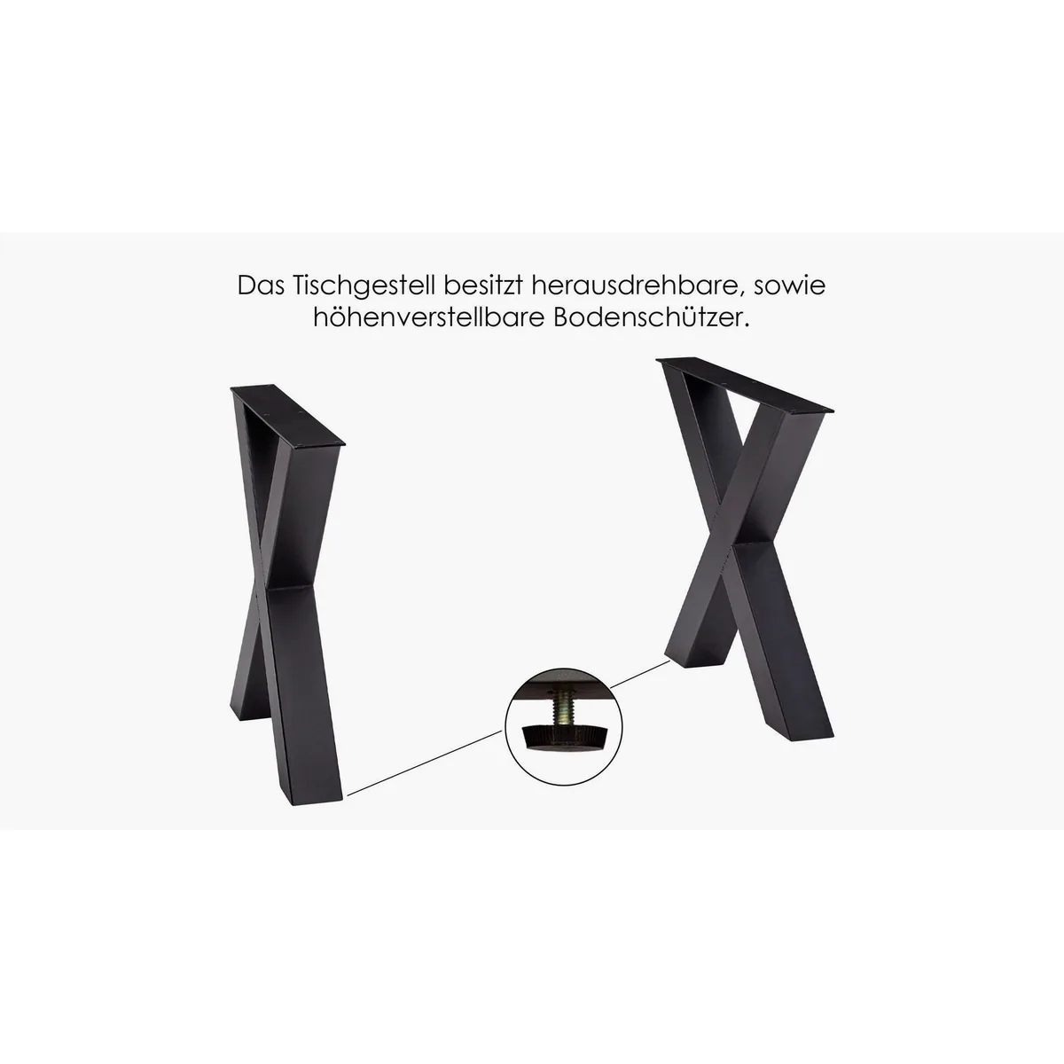 Massivart Baumkantentisch TOMASO, Akazie massiv, 55 mm Tischplatte, stabiler X-Gestell Fuß 3