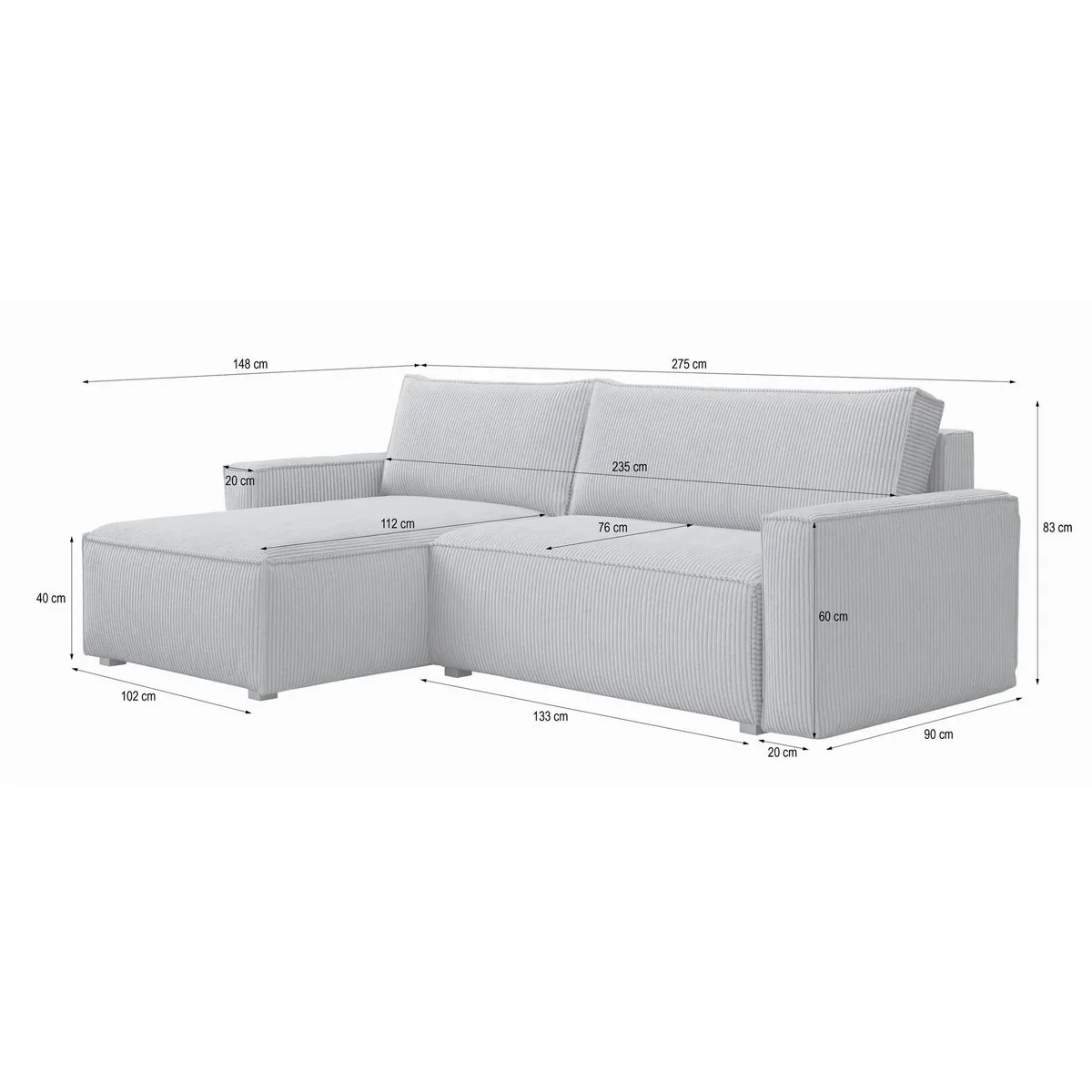 Masseno Ecksofa BESMIR, Schlaffunktion, elegantes Design, praktischer Stauraum 3