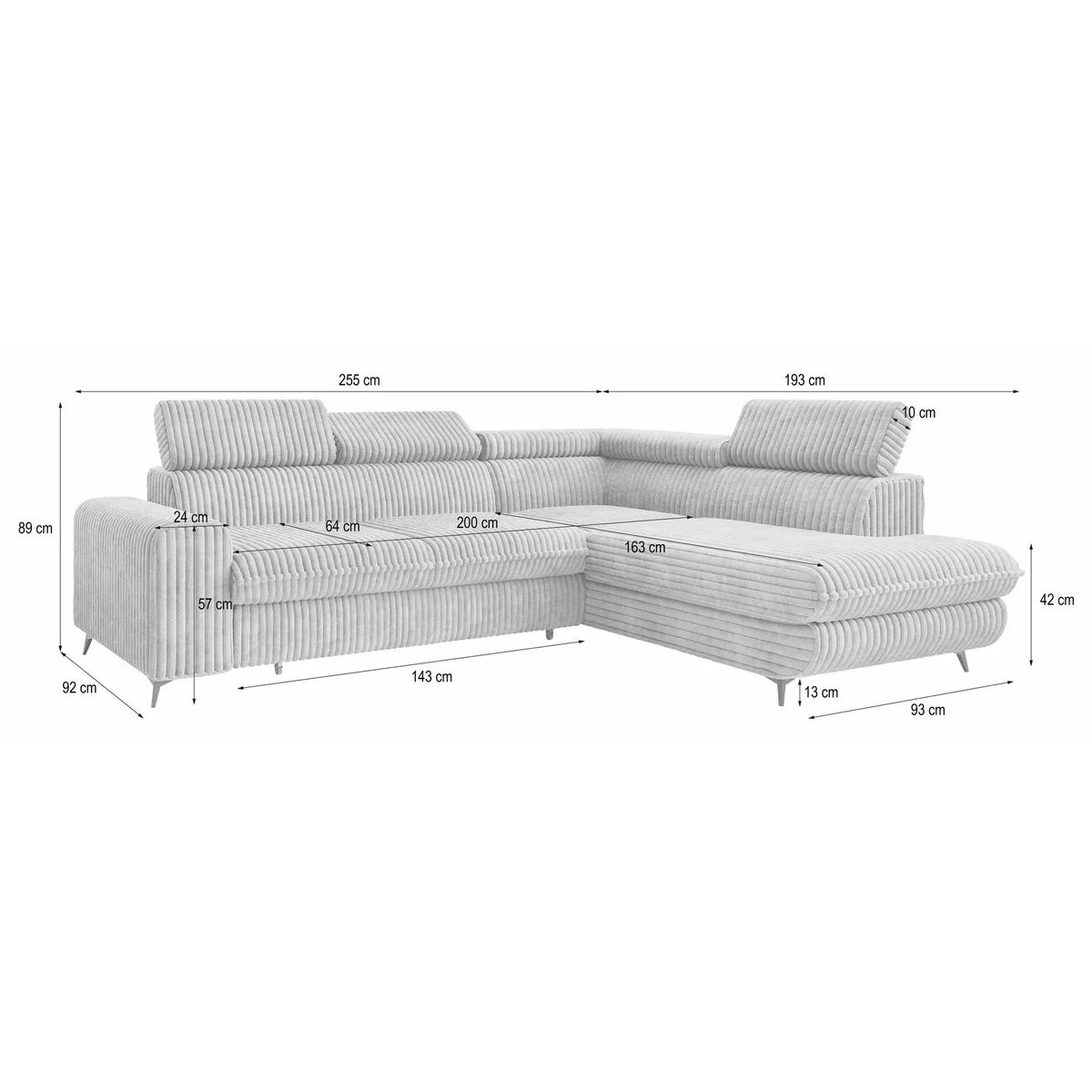 Masseno Ecksofa VELISS, Schlaffunktion, elegantes Design, praktischer Stauraum 5