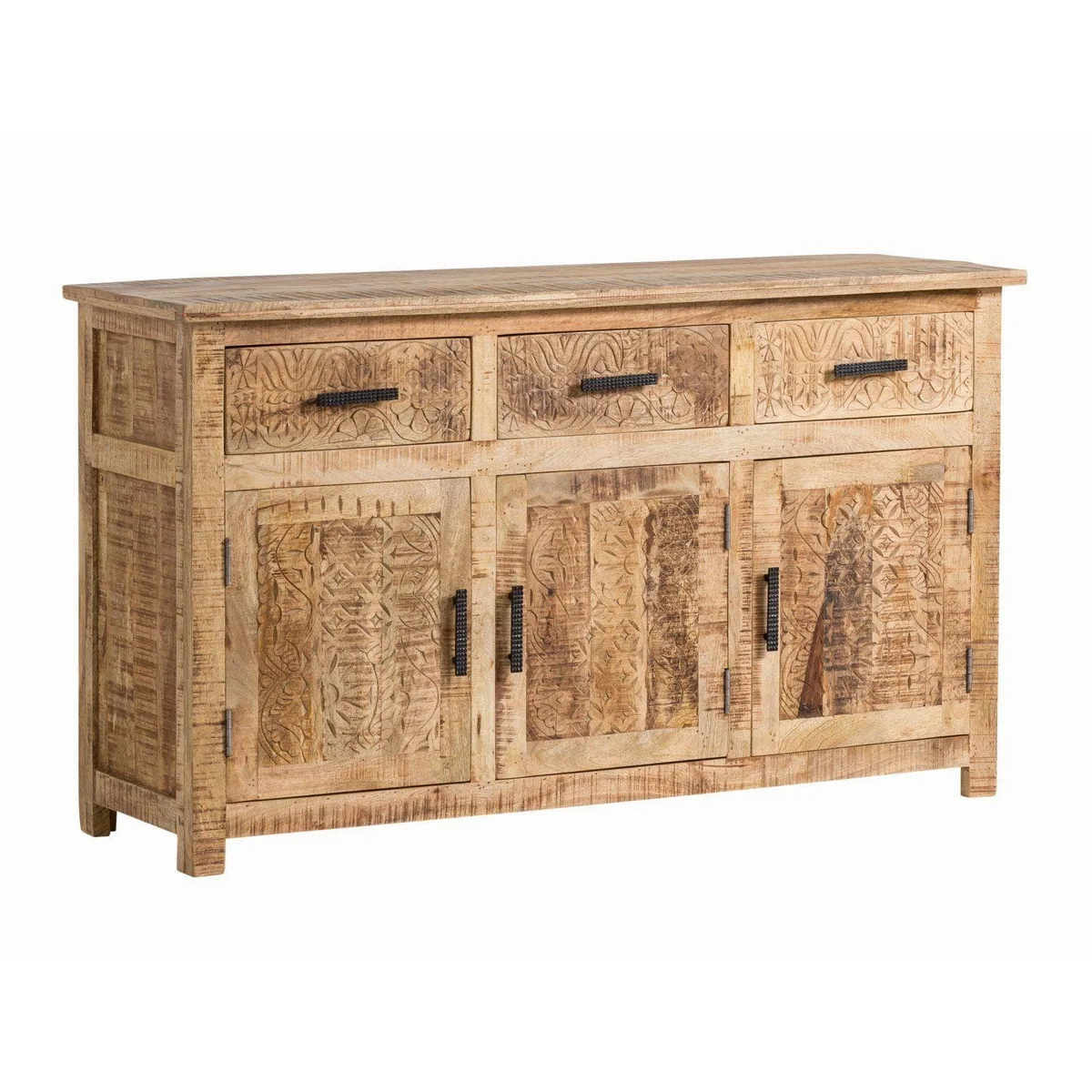 massivum Sideboard Mumbai, Anrichte aus Mango Holz, 3 Türen & 3 Schubladen