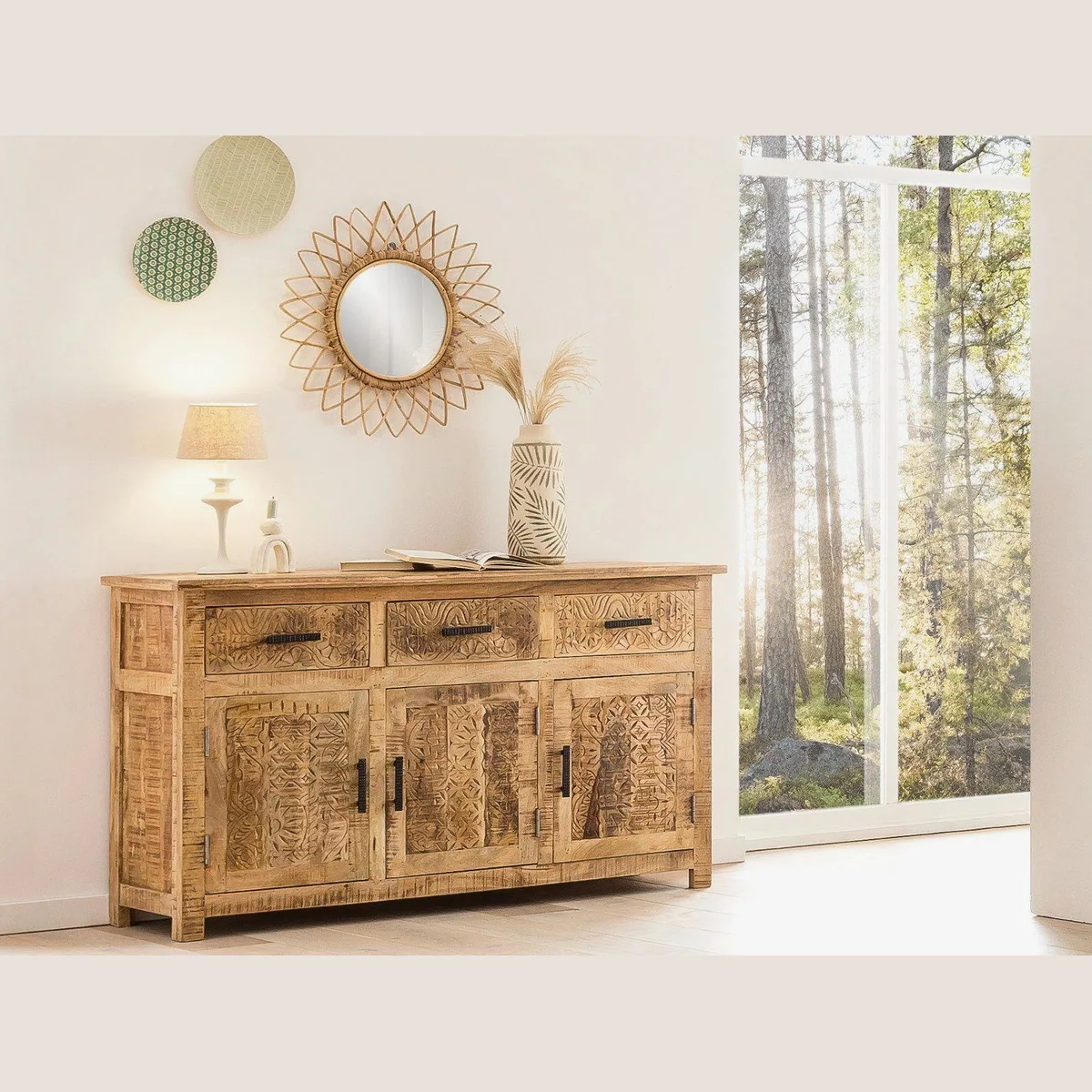 massivum Sideboard Mumbai, Anrichte aus Mango Holz, 3 Türen & 3 Schubladen 2