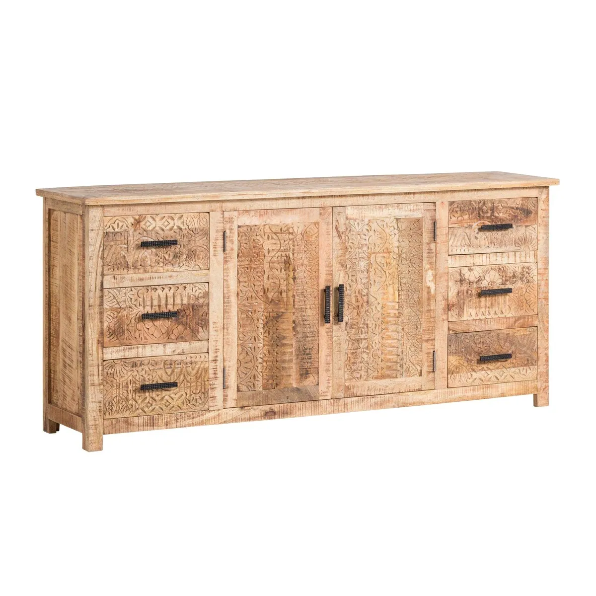 massivum Sideboard Mumbai, Anrichte aus hellem Massivholz, vielseitig und rustikal
