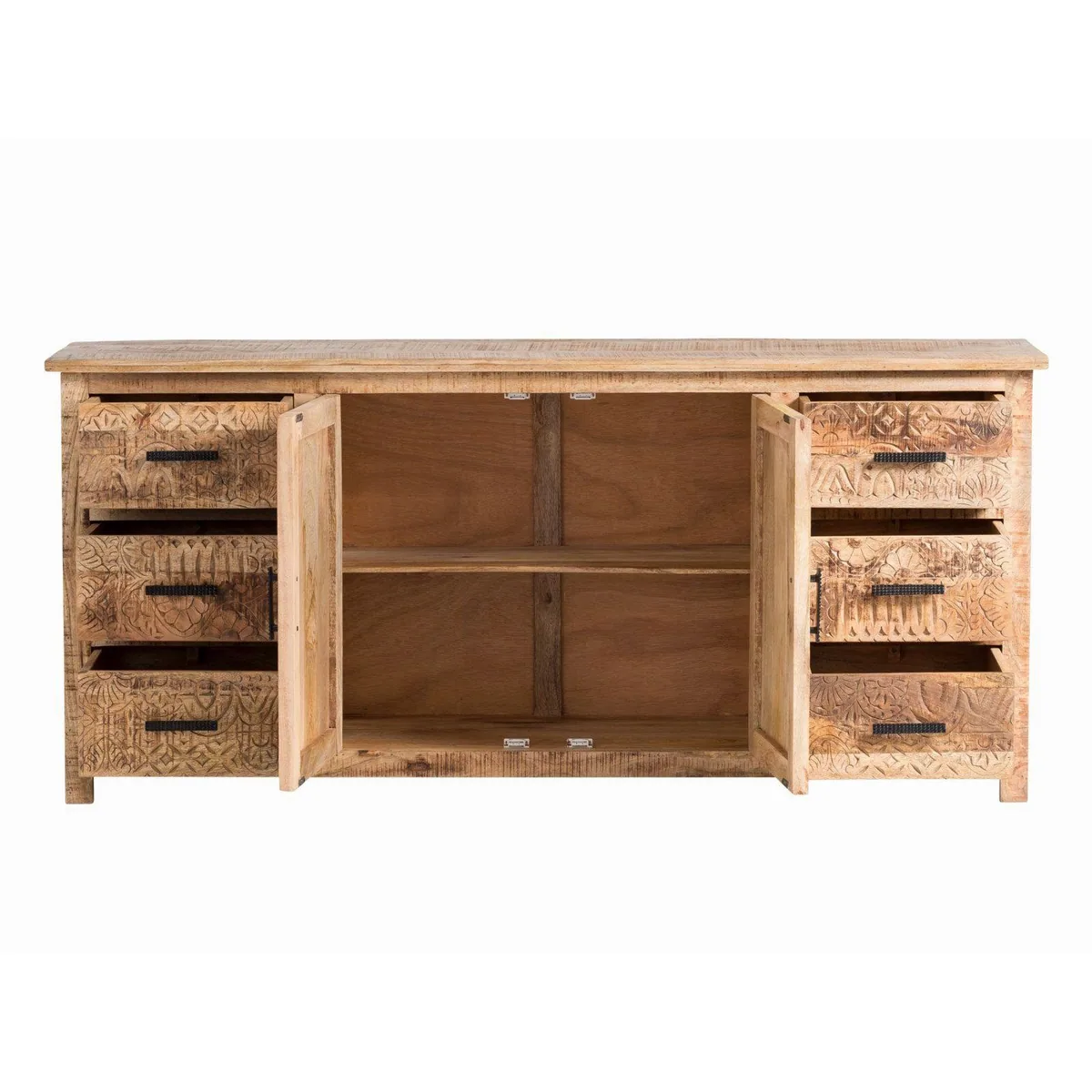 massivum Sideboard Mumbai, Anrichte aus hellem Massivholz, vielseitig und rustikal 3